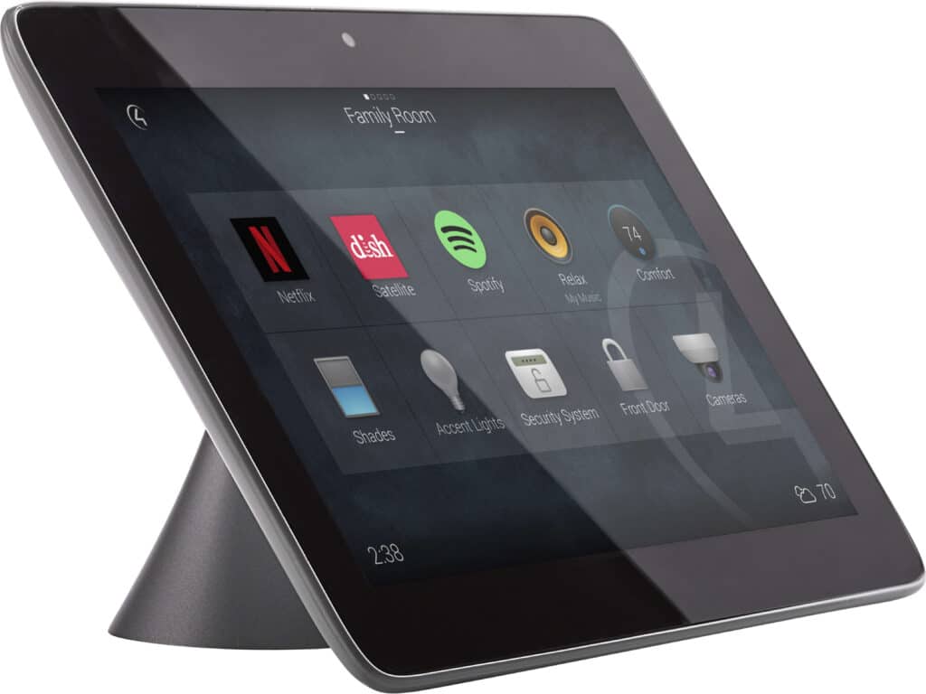 Image of an ipad with a Control4 system