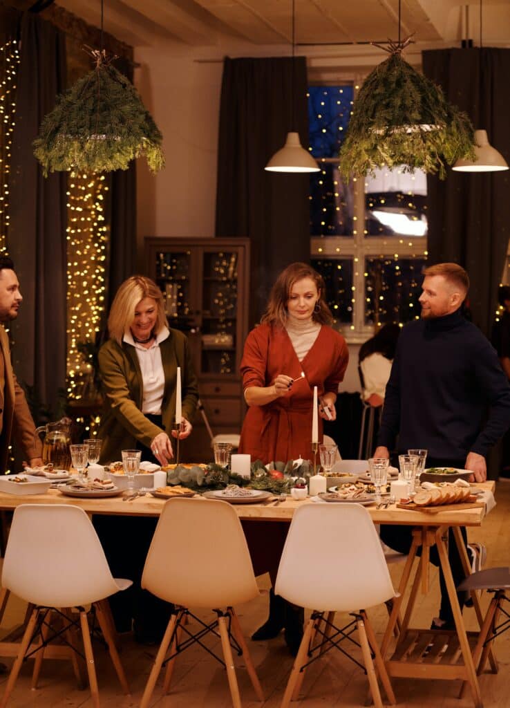 Photo of three women at a holiday party