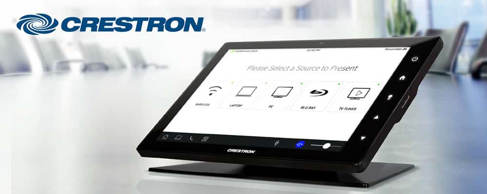 Image of a Crestron system on a tablet.